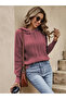Women's Hooded Knitted Long Sleeve Sweatshirt Knitwear Pullover CINNAMON - 3