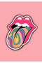 Colorful Tongue Out Lip Sticker Motor, Helmet, Laptop, Car Sticker 15X12Cm