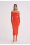 Bellagio Women's Off Shoulder Pomegranate Flower Jersey Dress