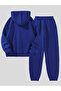 California Written Tracksuit Set Sweatshirt Jogger - Sax Blue Printed Oversize Hooded - 2