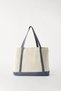 Natural Canvas Bag with Indigo Detail - 4