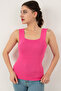Women's Pink Tank Top Thick Strap Tank Top Thin Summer Square Neck Knitwear ESP039