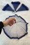 Navy Blue Bride Groom Handkerchief, Wedding Halay Bridesmaid Henna Circumcision Handkerchief, Glass Beads and Sequins Printed