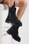 Women's Black Skin Poly Sole Zipper Detailed Comfortable Fit Lace Up Boots