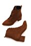Katerina Tan Suede (5cm) Thick Heeled Pointed Toe Lace Up Daily Women's Boots - 5