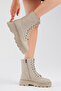 Women's Cream Skin Poly Sole Comfortable Fit Lace Up Boots - 4