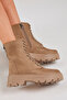 Women's Mink Suede Poly Sole Back Zipper Detailed Comfortable Fit Lace Up Boots - 5