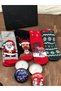 New Year's Special Designed 4 pieces of cotton socks and 2 pieces of custom Christmas patterned metal box candles - 2