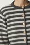 Women's Gray Metal Button Detailed Striped Knitwear Cardigan PF00043 - 4
