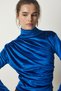 Women's Blue Gathered Collar Stylish Velvet Blouse FF00144 - 2