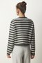 Women's Gray Metal Button Detailed Striped Knitwear Cardigan PF00043 - 5