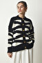 Women's Black Patterned Buttoned Knitwear Cardigan YU00007 - 2