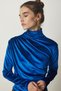 Women's Blue Gathered Collar Stylish Velvet Blouse FF00144 - 4