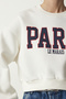 Women's Ecru Printed Raised Crop Knitted Sweatshirt HF00444 - 4