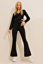 Women's Black Flared Trousers ALC-X11122 - 3