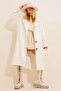 Women's Ecru Stamp Unlined Long Coat ALC-X11111 - 4