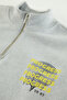 Gray Large Size Oversize/Wide Cut High-Neck Zippered Fleece Inside Sweatshirt Tmnaw24Ao00005 - 2