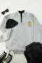 Gray Large Size Oversize/Wide Cut High-Neck Zippered Fleece Inside Sweatshirt Tmnaw24Ao00005