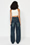 More Sustainable Koyu Mavi Yıkama Efektli Bol Kesim Yüksek Bel Loose Baggy Jeans TWOAW24JE00308 - 11