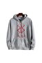 Berserk Logo Printed Oversize Zippered Gray Unisex Hooded Cardigan - 2