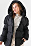 Women's Black Hooded Puffer Coat - 5