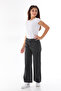 Loose Cut Girl's Jeans with Cargo Pockets - 4
