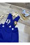Little prince concept boy blue trousers salopet bow tie set - 2