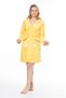 Women's Yellow ultra welsoft hooded embroidery high quality dressing gown - 3