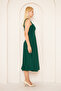 Emerald Flexible Crepe Fabric Thick Strap Design Square Neck Midi Dress 086 - 5
