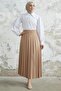 Luisa Waist Elastic Pleated Skirt - Beige - 4