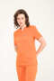 Lycra Scrubs Orange Envelope Collar Doctor Nurse Uniform Unisex - 2