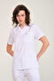 Lycra Scrubs White Envelope Collar Doctor Nurse Jersey Single Top - 2