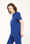 Lycra Scrubs Cobalt Blue Envelope Collar Doctor Nurse Jersey Single Top - 5
