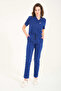 Unisex Lycra Scrubs - Cobalt Blue, Envelope Collar, Doctor Nurse Jersey Suit - 5