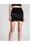 women's asymmetrical wrap high waist black velvet mini skirt - 3