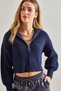 Women's Navy Blue Zippered Knitwear Cardigan 20234243 - 5