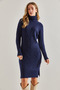 Women's Navy Blue Hair Braided Turtleneck Knitwear Dress 20234234 - 4