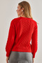 Women's Red Hair Braided Buttoned Knitwear Sweater 20234244 - 5