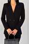 Black Double-Breasted Blazer Jacket Carrot Trousers Suit - 4