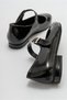 CLARA Black Patent Leather Round Mold Buckle Casual Ballerina Women's Shoes - 5