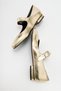 CLARA Gold Metallic Round Shape Buckle Casual Ballerina Women's Shoes - 4