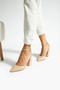 8.5 cm nude thick heel ankle strap stiletto heels - 3