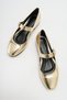 CLARA Gold Metallic Round Shape Buckle Casual Ballerina Women's Shoes - 3