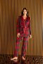 PYJAMONY PATTERNED FRENCH VELVET 3-PIECE PAJAMAS SET-RED - 2