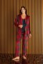 PYJAMONY PATTERNED FRENCH VELVET 3-PIECE PAJAMAS SET-RED
