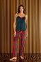 PYJAMONY PATTERNED FRENCH VELVET 3-PIECE PAJAMAS SET-RED - 4