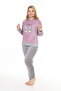 Women's Lilac soft soft high quality fabric embroidery detailed pajamas set - 4