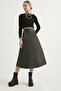 Women's Leather Mevlana Khaki Skirt