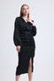 Rochie dublu din satin, drapat, Slit noua - 5