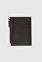853 Genuine Leather Coin Compartment Zippered Vertical Card Holder Crazy Black